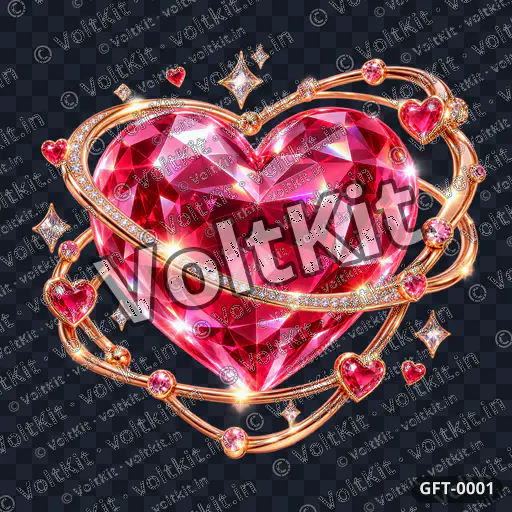 Ruby Crystal Heart in Rose Gold Orbit, a 3D gift (watermarked preview)