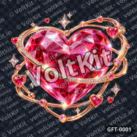Ruby Crystal Heart in Rose Gold Orbit, a 3D gift (watermarked preview)
