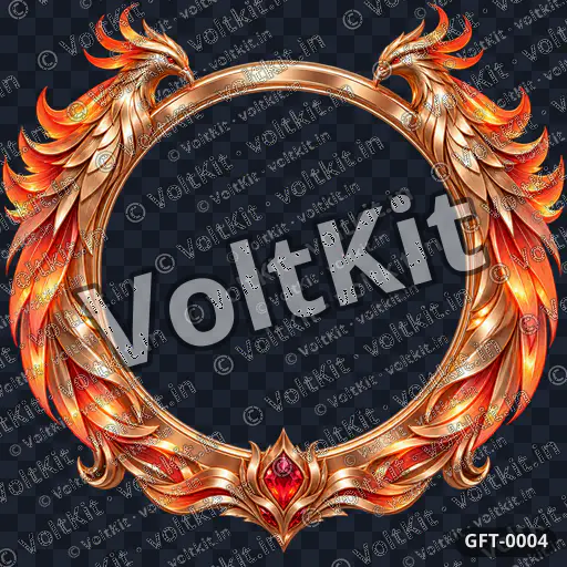 Solar Phoenix rose gold avatar frame, a 3D gift (watermarked preview)