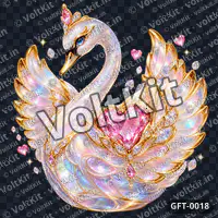 Opalescent Diamond Swan with Heart Gem, a 3D gift (watermarked preview)