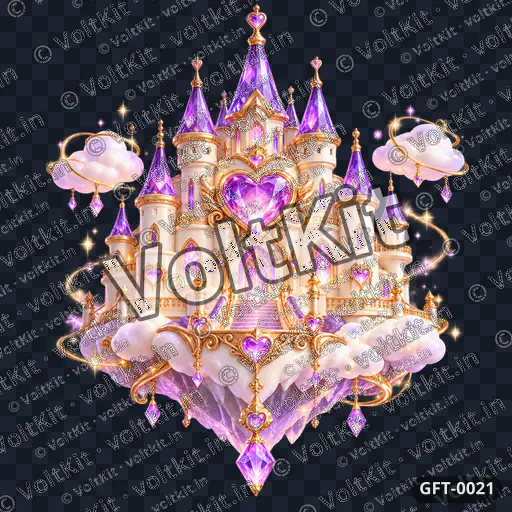 Floating Rose Gold Dream Castle, a 3D gift (watermarked preview)