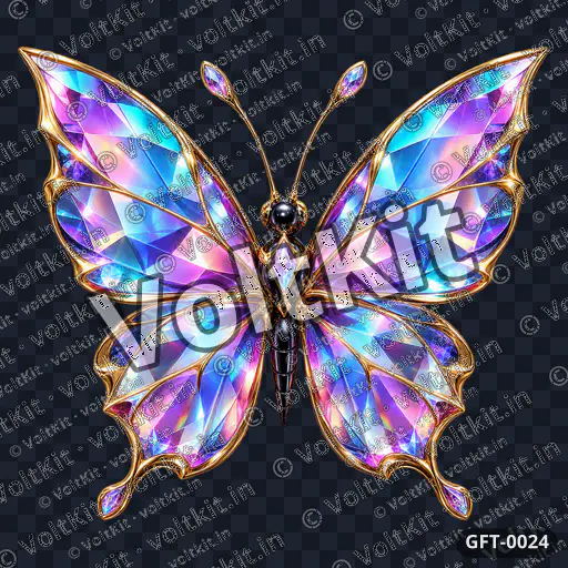 Iridescent Prism Butterfly Emblem, a 3D gift (watermarked preview)